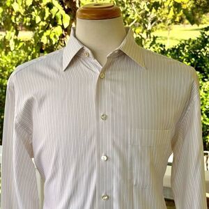 Eton White Dress Shirt with double pink stripes. Size 43/US 17.